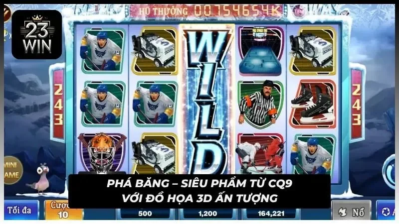 Biểu tượng khúc côn cầu và cột WILD trong game Phá Băng 23WIN